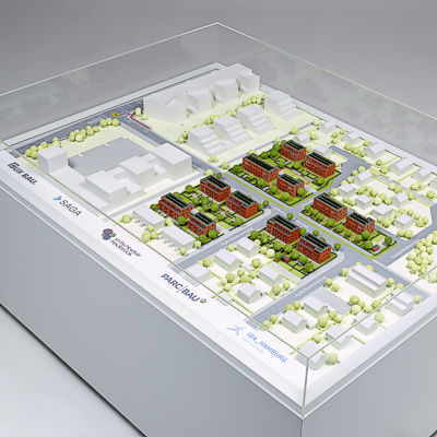 Architekturmodell Heidbrook. Umgebungsmodell einer Wohnanlage 